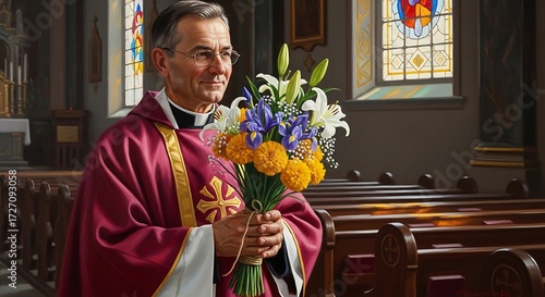 Priest with Flowers. (5)