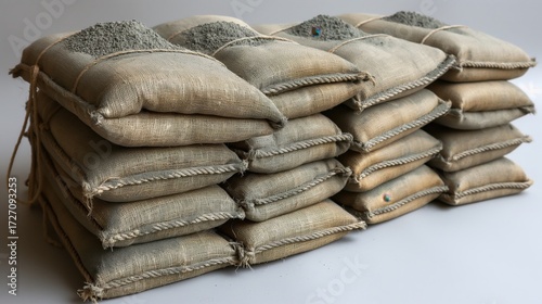 A pile of bags with a rope tied to them
