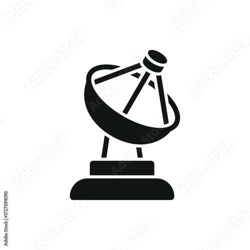 Radio telescope giant dish icon in glyph style for astronomy, astrophysics, and research visuals.