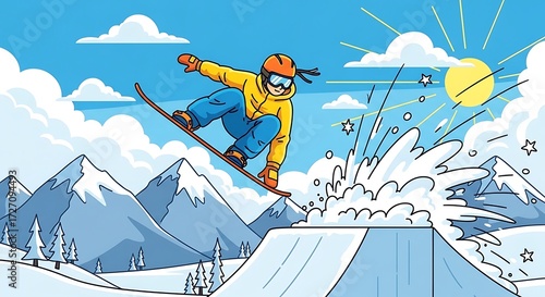 Snowboarder jumping. (1)