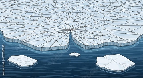 Ice Floe Breaking Apart.