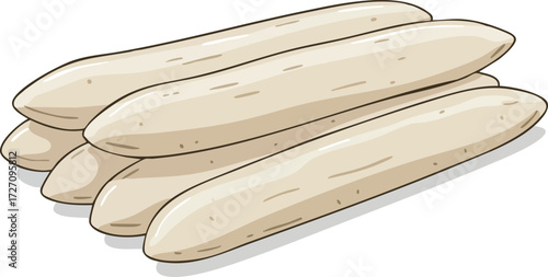 Stack of Korean rice cakes (tteok) in a cartoon style illustration.