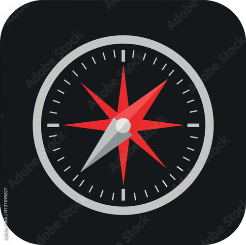 Flat Compass Icon - Navigation and Exploration