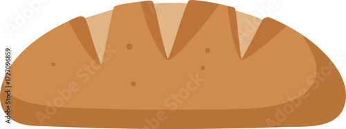 A simple, flat illustration of a loaf of bread with scoring marks on top and a brown crust.