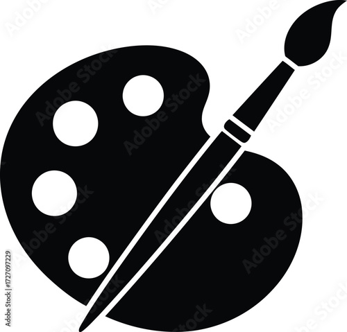 Vector art of artists paint palette with a brush