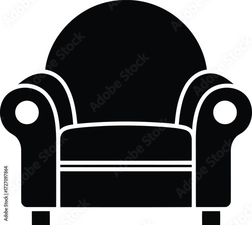 Vector art of black silhouette of a comfortable armchair