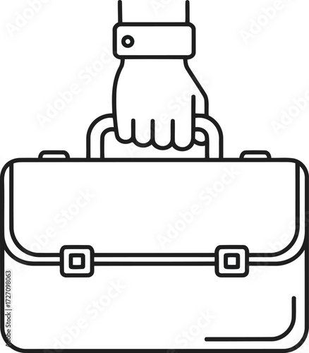 Vector art of line art drawing of a hand holding a briefcase