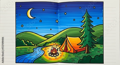 Camping Trip in the Night.