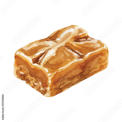 Watercolor Vector Toffee Dessert Illustration on White Background