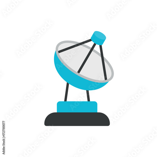 Radio telescope giant dish icon in color style for astronomy, universe, and exploration visuals.