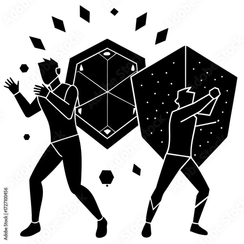 Dramatic Dance of Light: Two Silhouetted Figures in an Expressive Performance