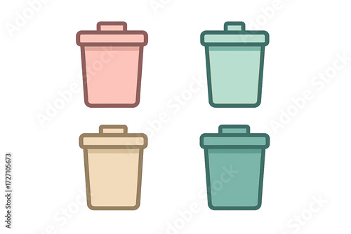 Colorful waste bins in various shades for efficient waste management and recycling options