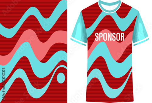 Sport jersey with wavy pattern, sponsor area, and detailed sleeve design, biker, footballler, cricketer, soccer, volleballer, jumper, tenniser, dress design template, Creative, Modern trendy Jersey 