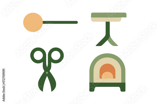 Creative tools for crafting displayed in a minimalist style on a clean background