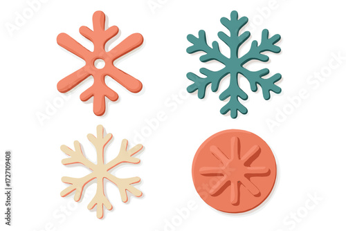 Creative snowflake-shaped cookie decorations for winter baking projects in various colors and designs