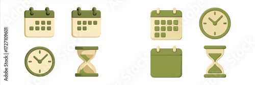 Colorful calendar and clock symbols designed for time management and scheduling
