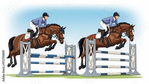 illustration of equestrian athletes competing