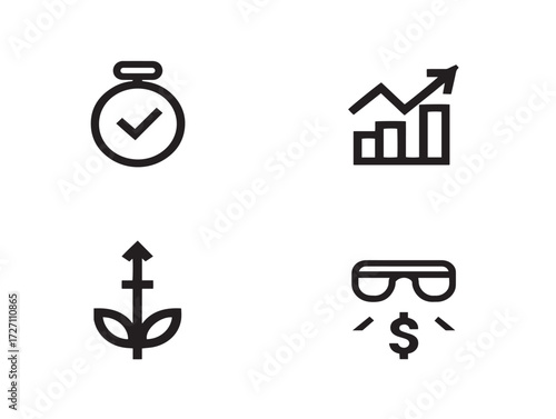 Stylish Personal Growth Symbol Set Modern Outline Vector Illustration