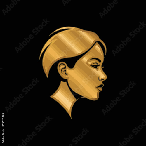 Elegant golden profile of a sophisticated woman conveys luxury, beauty, and timeless style for premium brands and fashion.