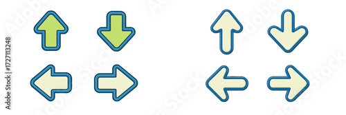 Colorful set of directional arrows in various orientations displayed on a light background