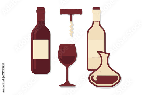 Wine bottles and accessories arranged stylishly, perfect for a cozy gathering or dinner party