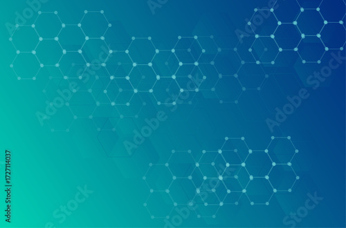Digital technology hexagon background, abstract background with connecting lines and dots, can be used for science, medicine or technology banner