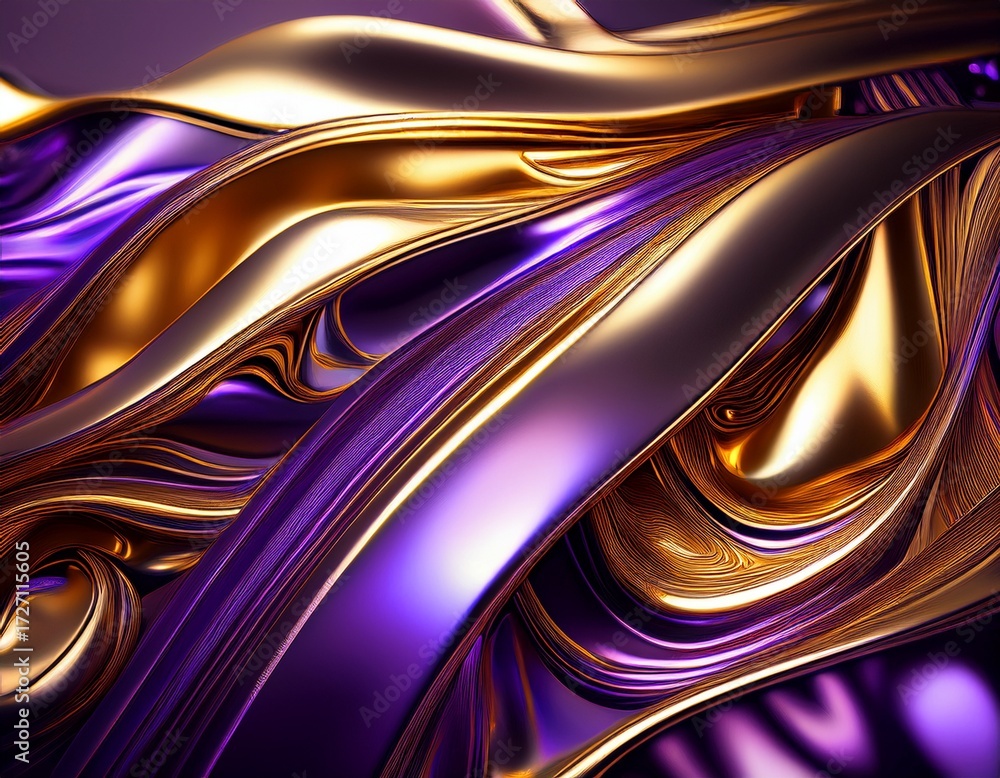 Obraz premium Stunning golden purple waves for luxury branding and modern design projects, adding a touch of elegance and sophistication to your creative visuals