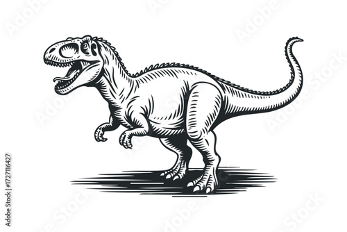 Fierce Tyrannosaurus Rex Illustration. Vector hand drawn illustration