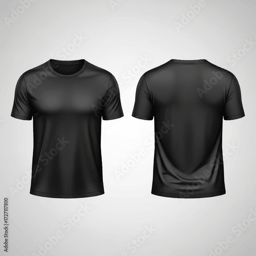 Sleek black t-shirt mockup front and back view showcasing modern style and versatile apparel design for branding and fashion.