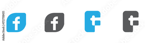 Four Facebook Logo Variations in Blue and Gray