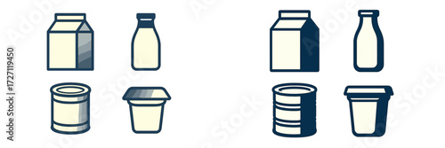 Various containers used for dairy products displayed in a simple and modern style
