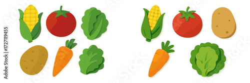 Colorful paper cut vegetables arranged artistically on a white background showcasing freshness and creativity in food design