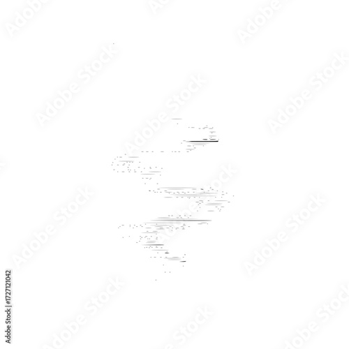 Abstract representation of a spiraling staircase made of horizontal lines on a white background art