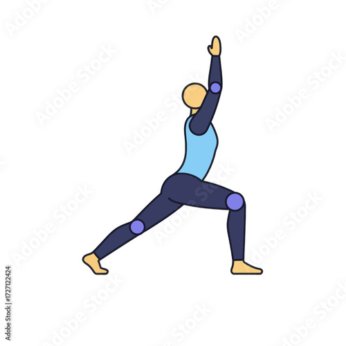 Yoga pose illustration of warrior pose, a dynamic vector graphic for fitness and wellness