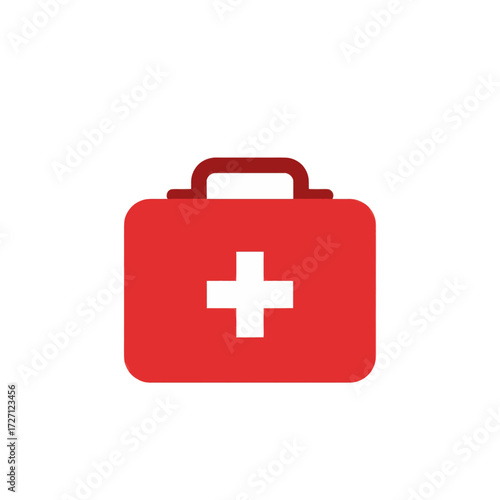Red First Aid Kit Vector EPS Icon - Essential Medical Emergency Supplies Symbol