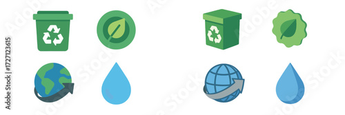 Symbols promoting environmental awareness and sustainability in everyday life for a greener planet