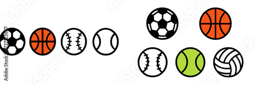 Various sports balls arranged in a line showcasing different games and activities for children