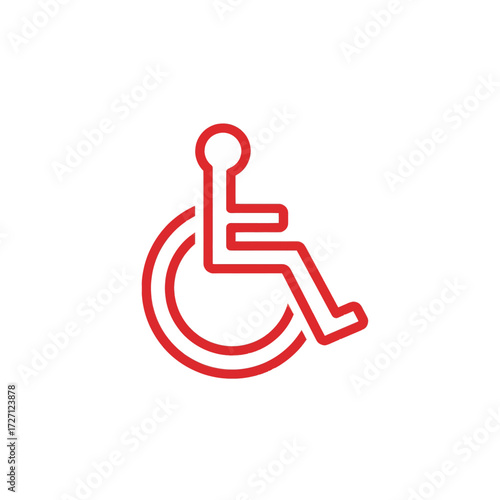 Red Accessible Icon representing a person in a wheelchair, symbolizing disability and accessibility