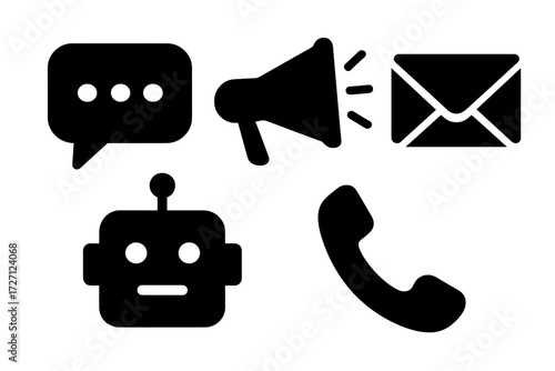 Communication tools represented by icons highlighting messaging, alerts, email, and phone interactions