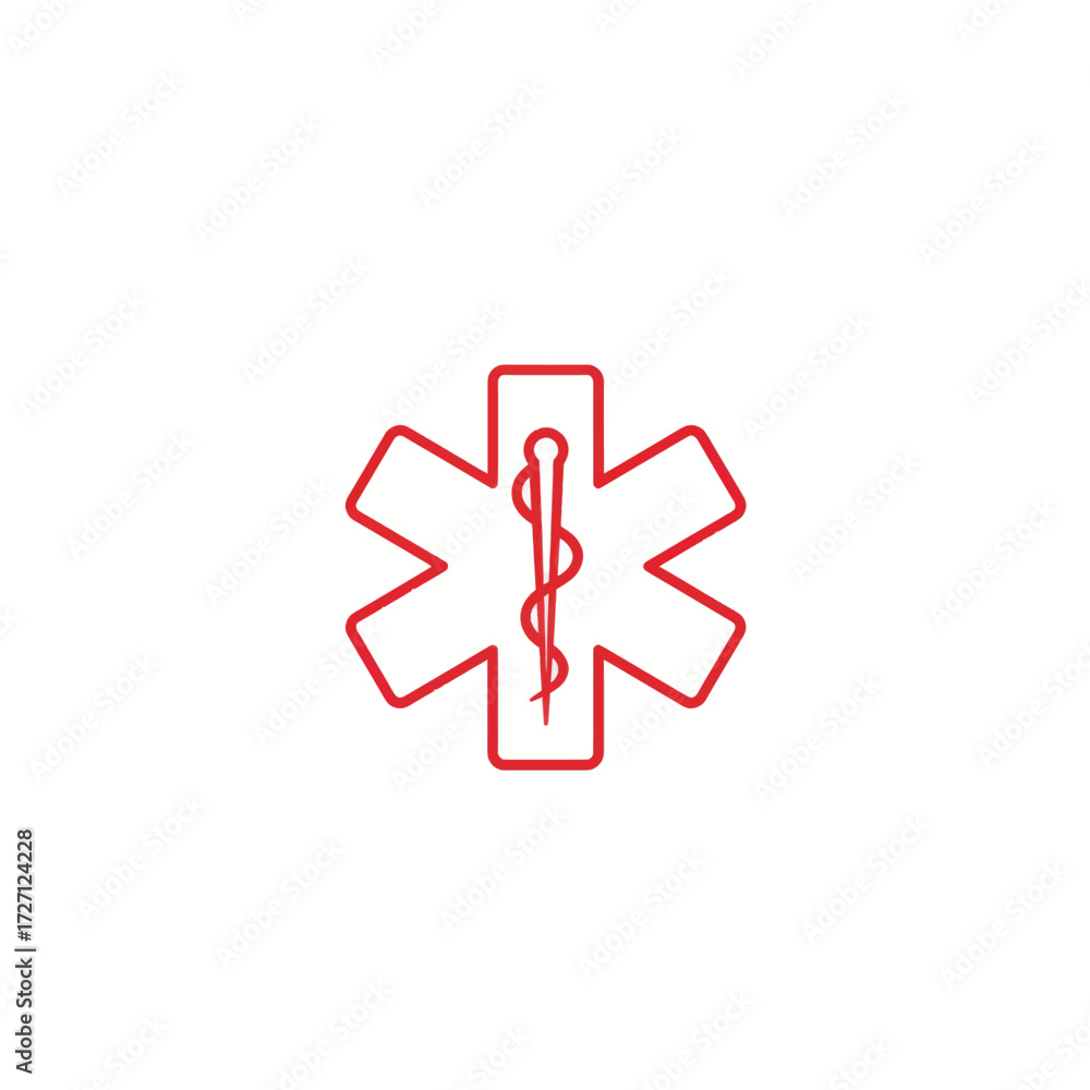 Obraz premium Red Star of Life Medical Symbol Vector EPS ICON 50