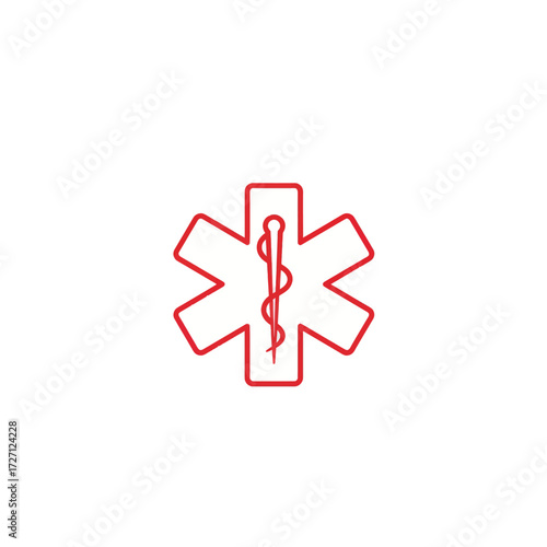 Red Star of Life Medical Symbol Vector EPS ICON 50