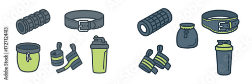 Fitness gear collection featuring various accessories for workouts and training routines