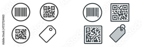 Different types of barcodes and QR codes used for inventory management and tracking products