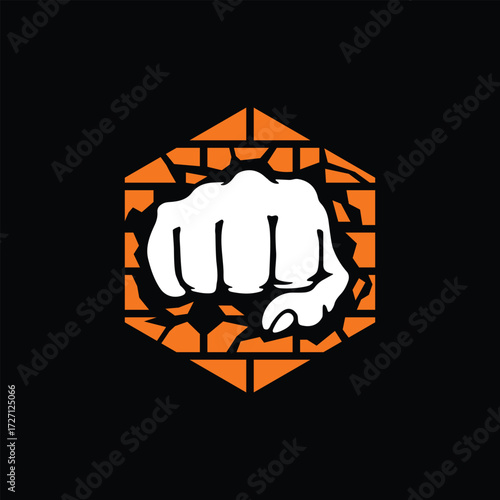 broken wall fist abstract logo modern style