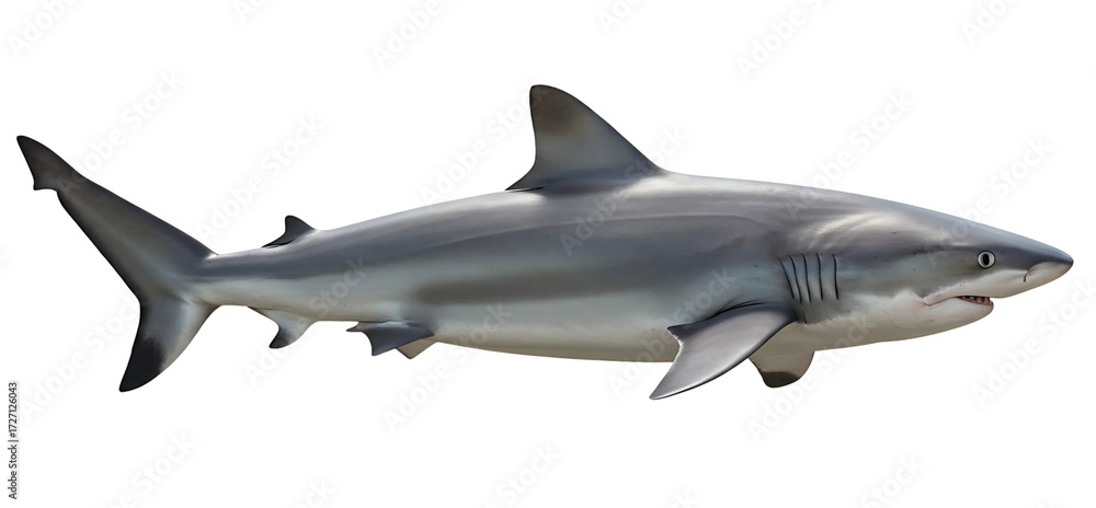 Fototapeta premium White shark marine predator isolated on transparent cutout background, cut out, png