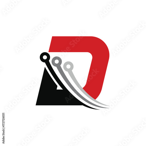 d letter digital abstract logo modern style