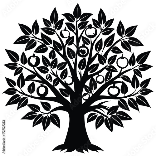 Vibrant orange tropical fruits hang abundantly from a lush green tree under a bright blue sky on a brilliantly sunny day, showcasing a bountiful harvest and the natural beauty of healthy produce
