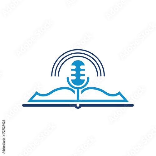 microphone book podcast abstract logo modern style