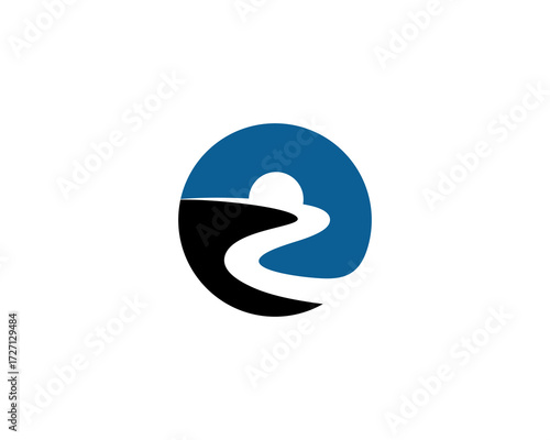 river logo design with sunset