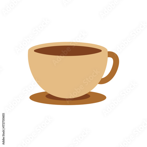 Classic Coffee Cup and Saucer Flat Icon Vector